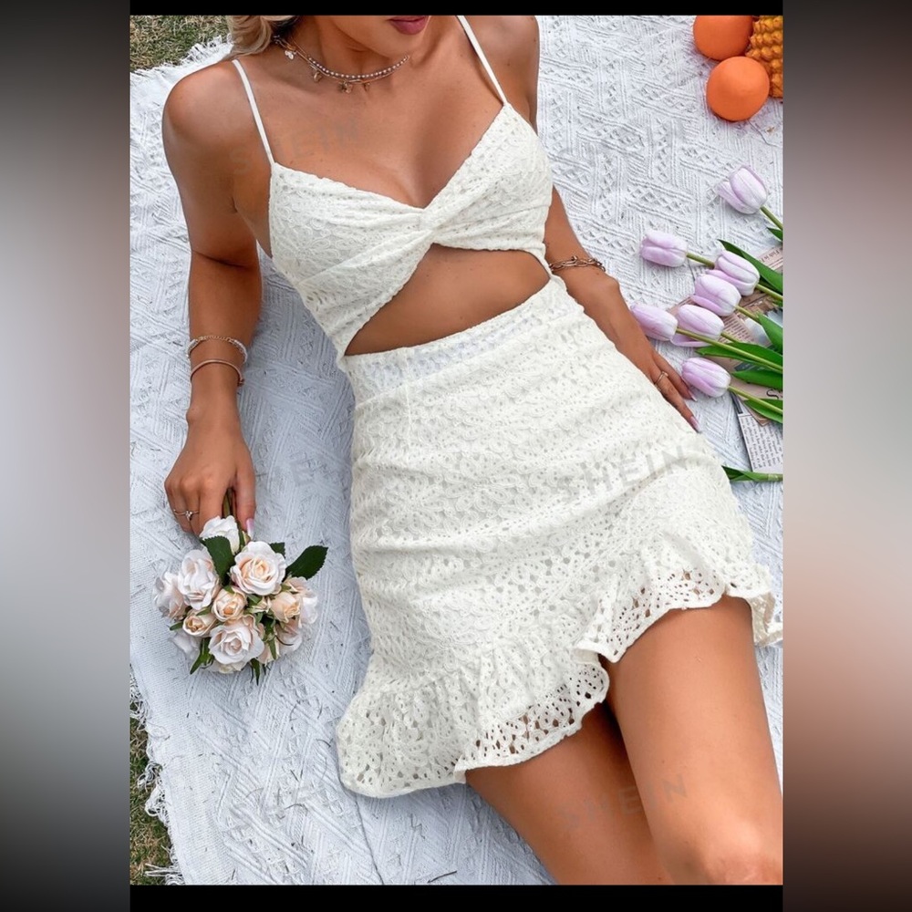 NEW Cut Out Ruffle Mini Dress